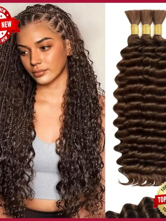 20 Inch Deep Wave Human Hair Extensions for Boho Braids No Weft main image 6